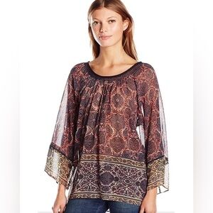 Anthropologie Plenty By Tracy Reese Floral Bohemian Viscose Blouse SZ SMALL